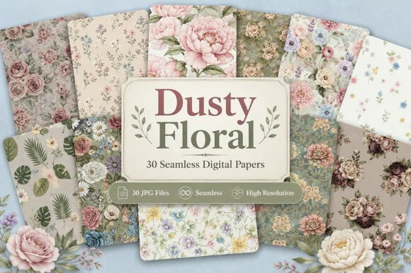 Download Dusty Floral Seamless Patterns - Premium Bundle